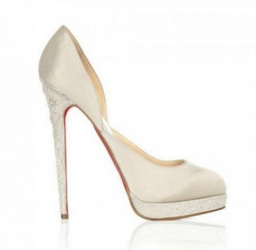 christian ouboutin en satin taupe louboutinsoldes - sapato da noiva