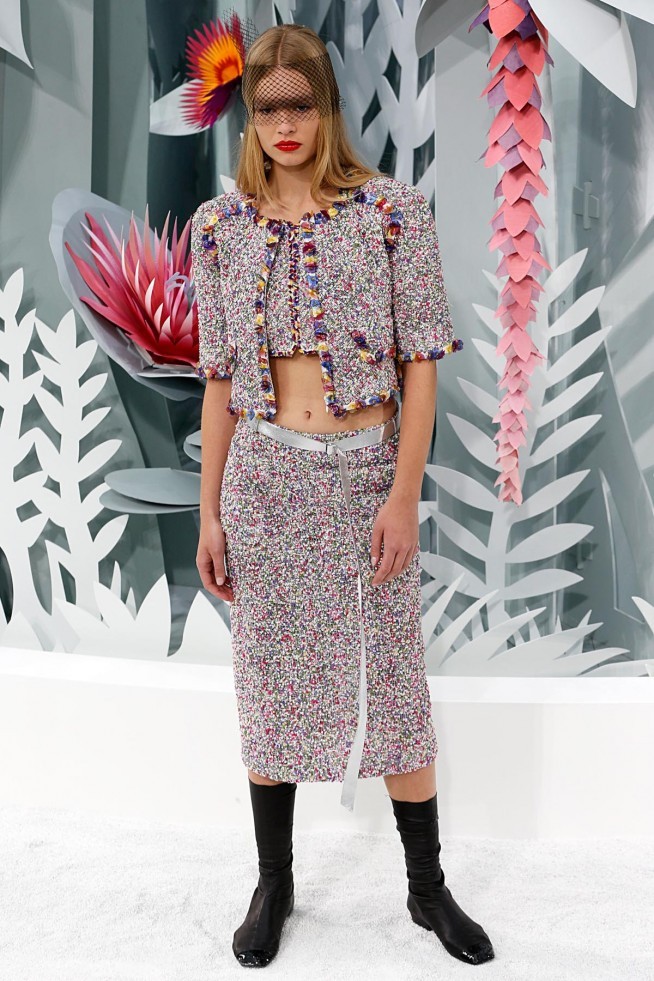 Chanel Alta Costura Paris 2015 Saia e Jaqueta Estampada