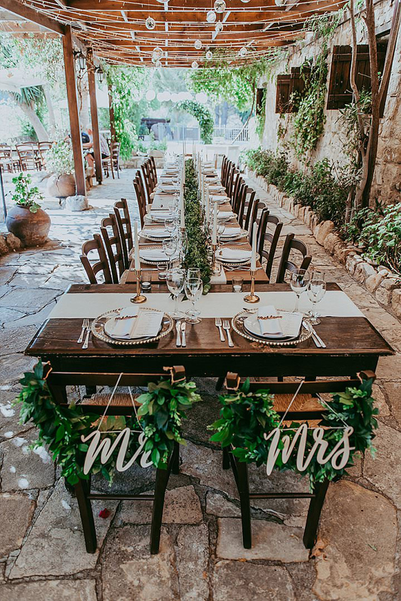  mesa de jantar de casamento em ambiente externo