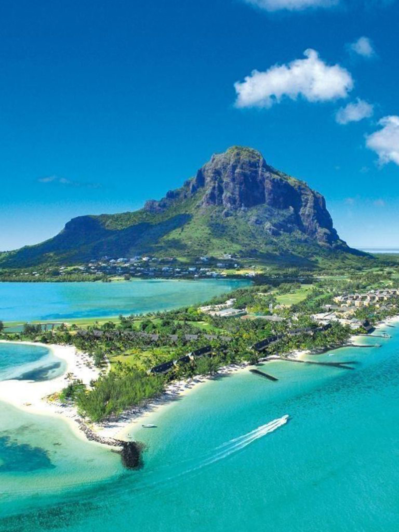 Costa das ilhas Maurício, na África.