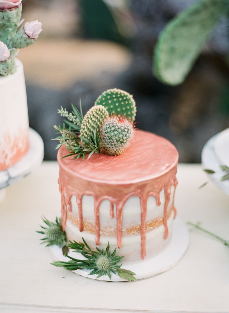Bolo de casamento com cactos