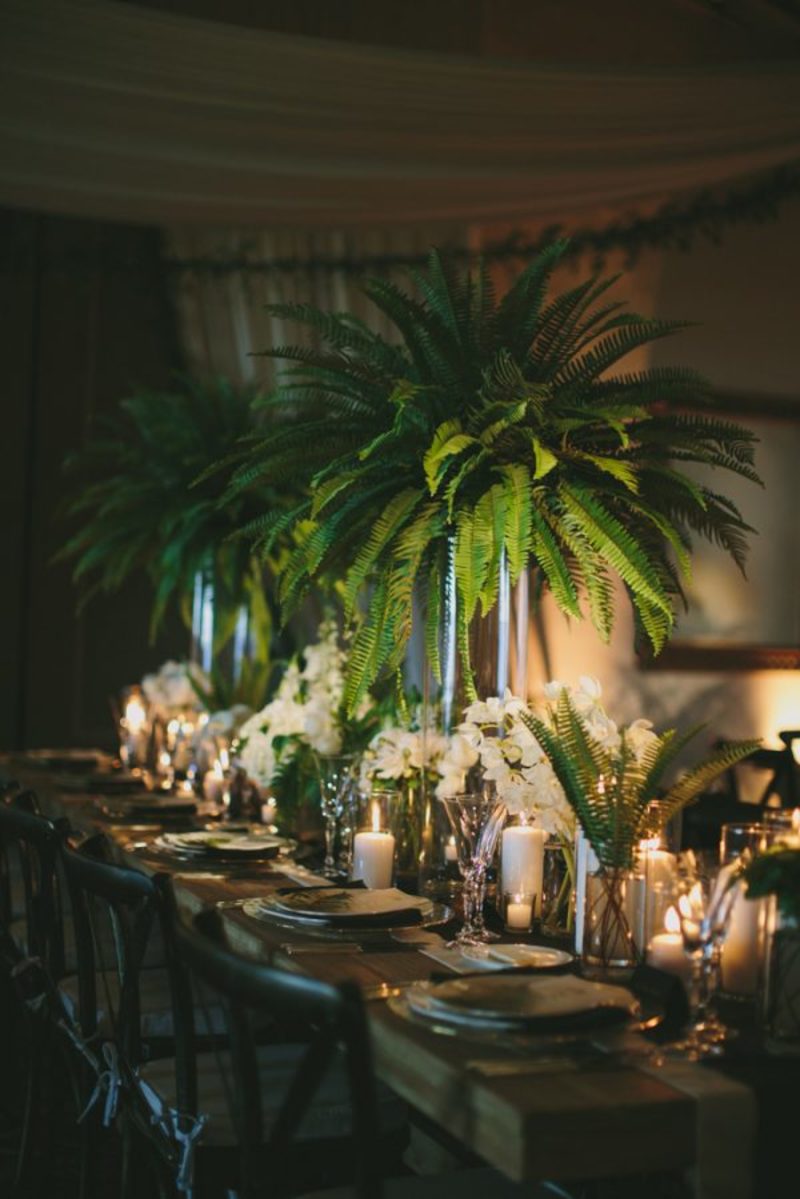 Samambaia na decoração de casamento 