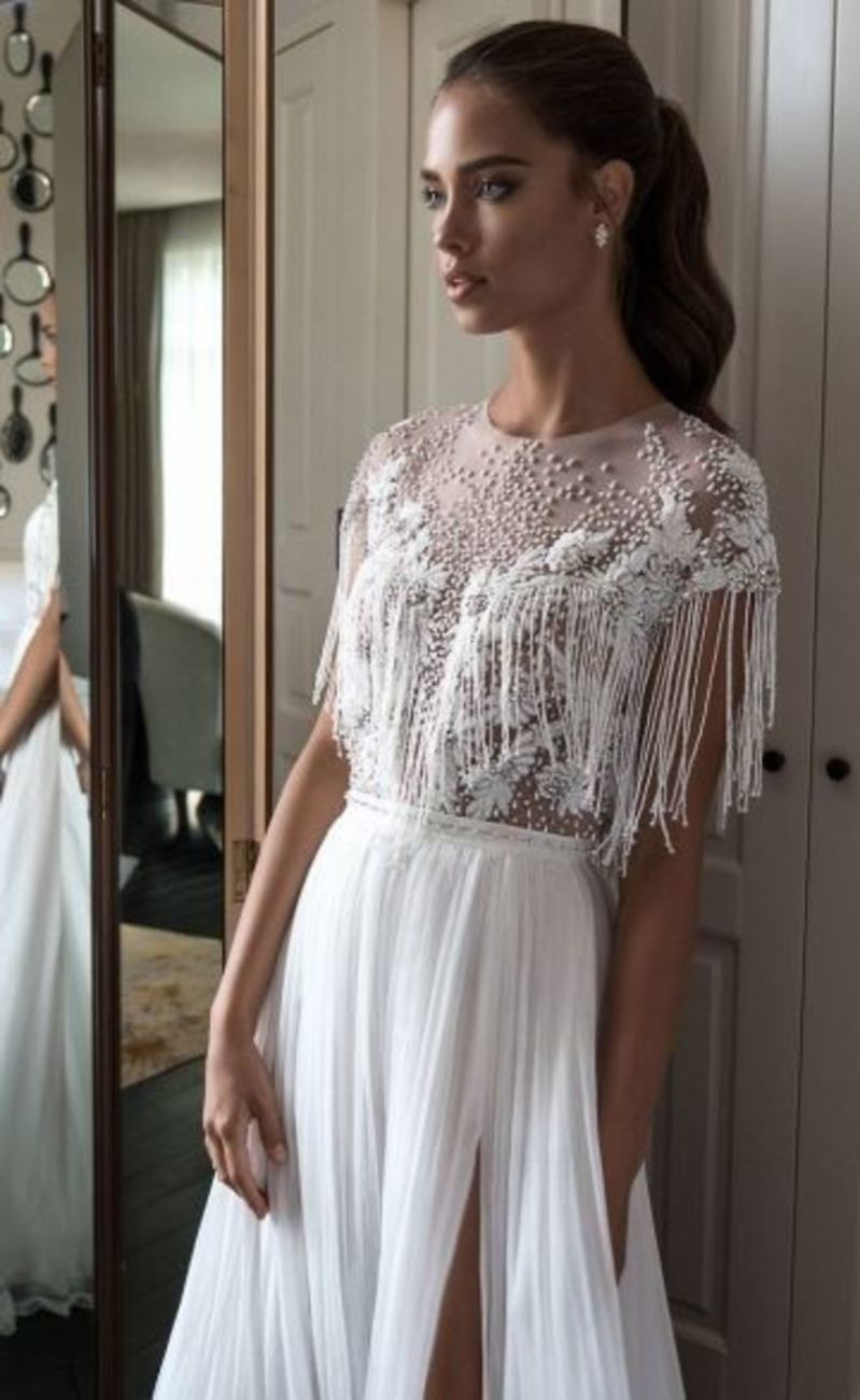 vestido de noiva com franjas