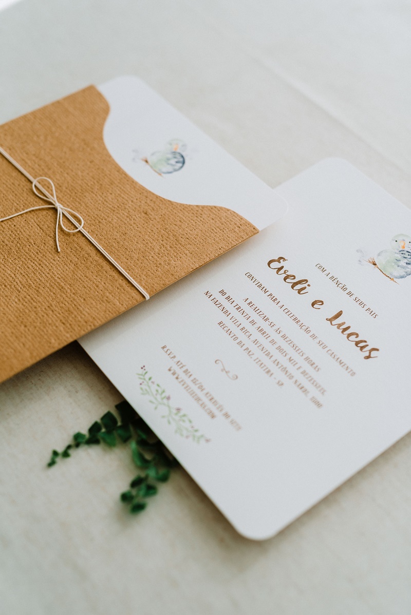 papelaria de casamento no outono