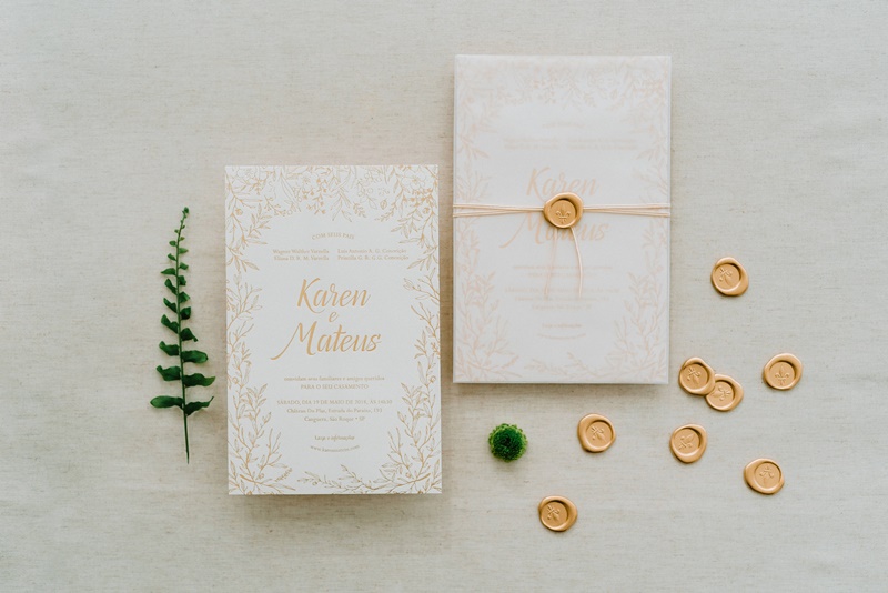 papelaria de casamento no outono
