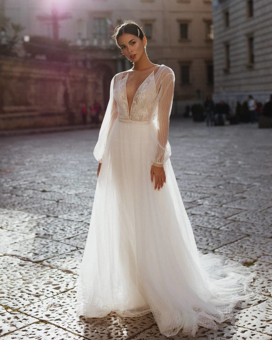 vestido de noiva com manga bufante