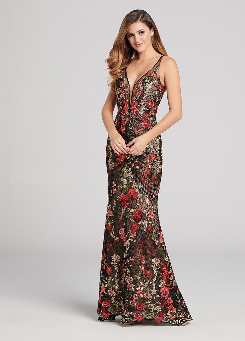 vestido-longo-preto-com-renda-colorida