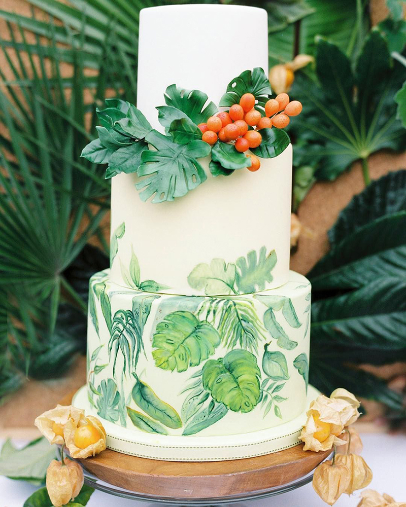 bolo de casamento pintado à mão