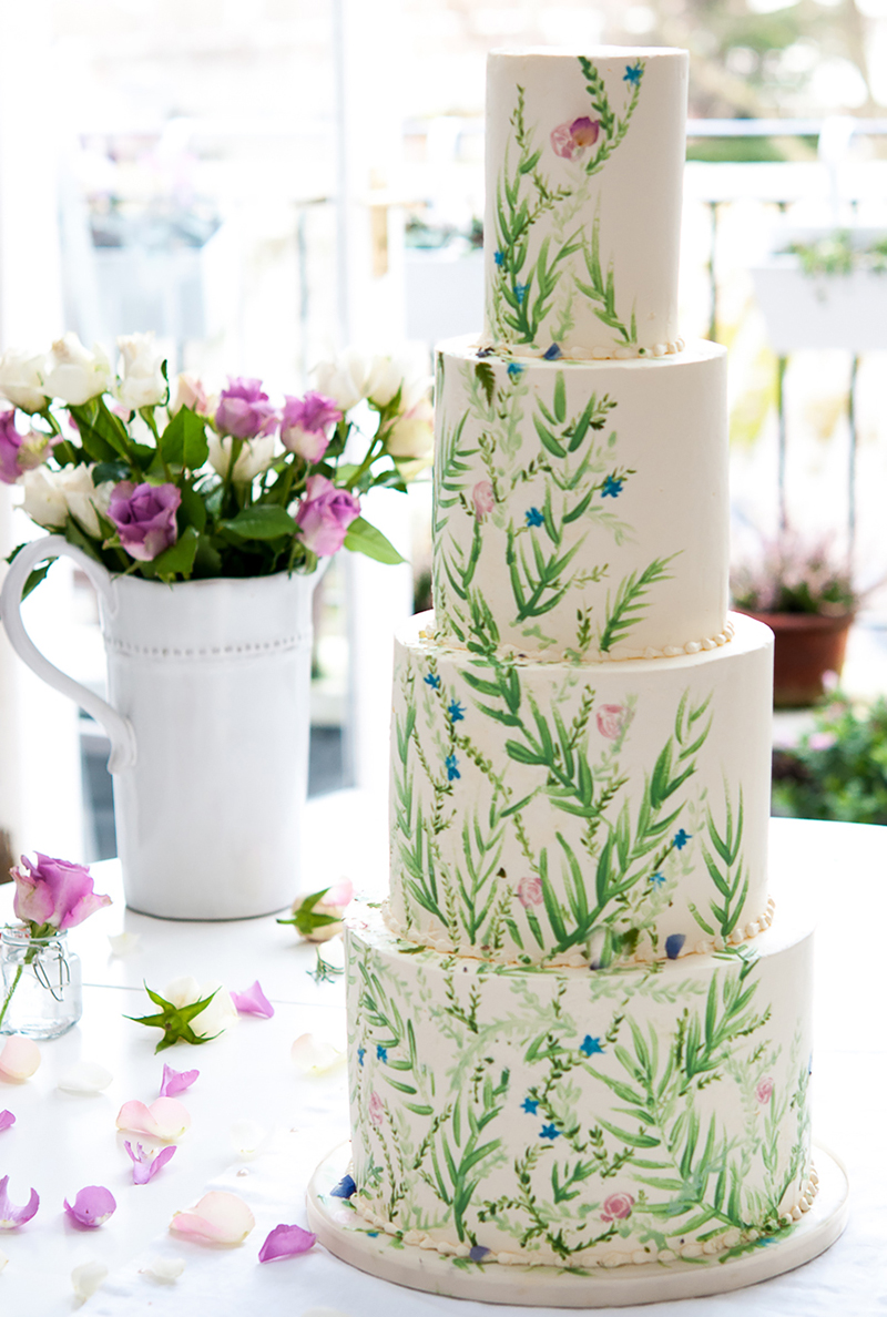 bolo de casamento pintado à mão