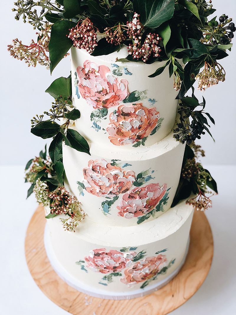 bolo de casamento pintado à mão