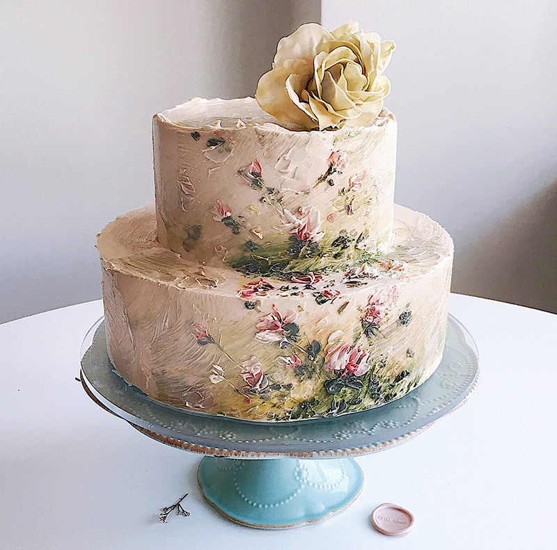 bolo de casamento pintado à mão