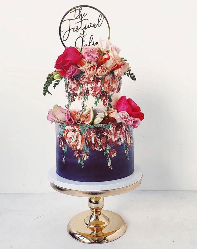 bolo de casamento pintado à mão