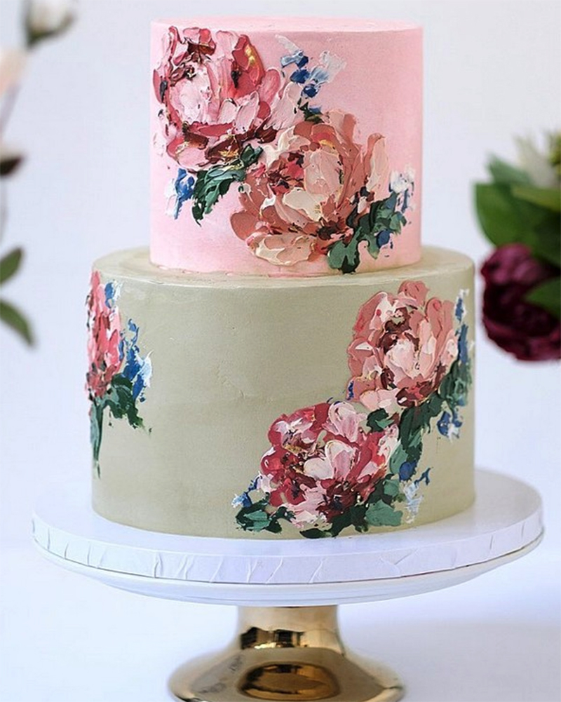 bolo de casamento pintado à mão