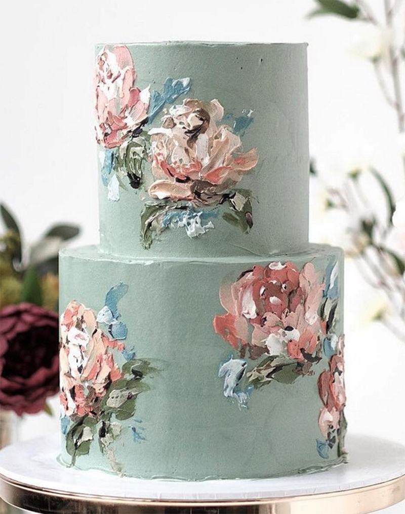 bolo de casamento pintado à mão