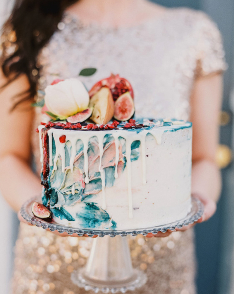 bolo de casamento pintado à mão