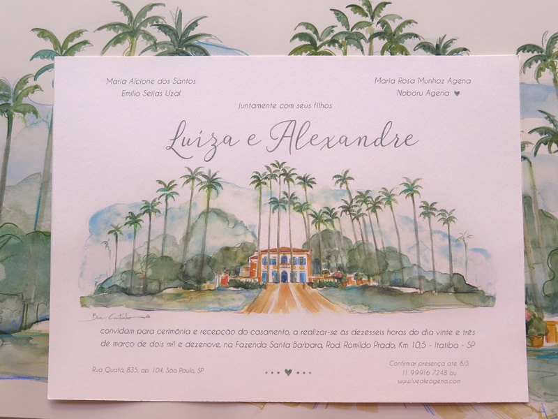 convite e papelaria de casamento no verão
