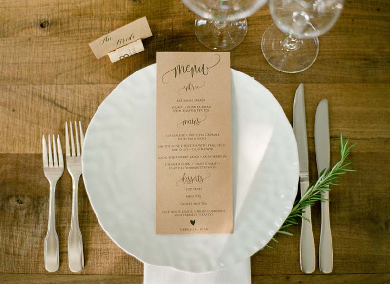 menu do casamento