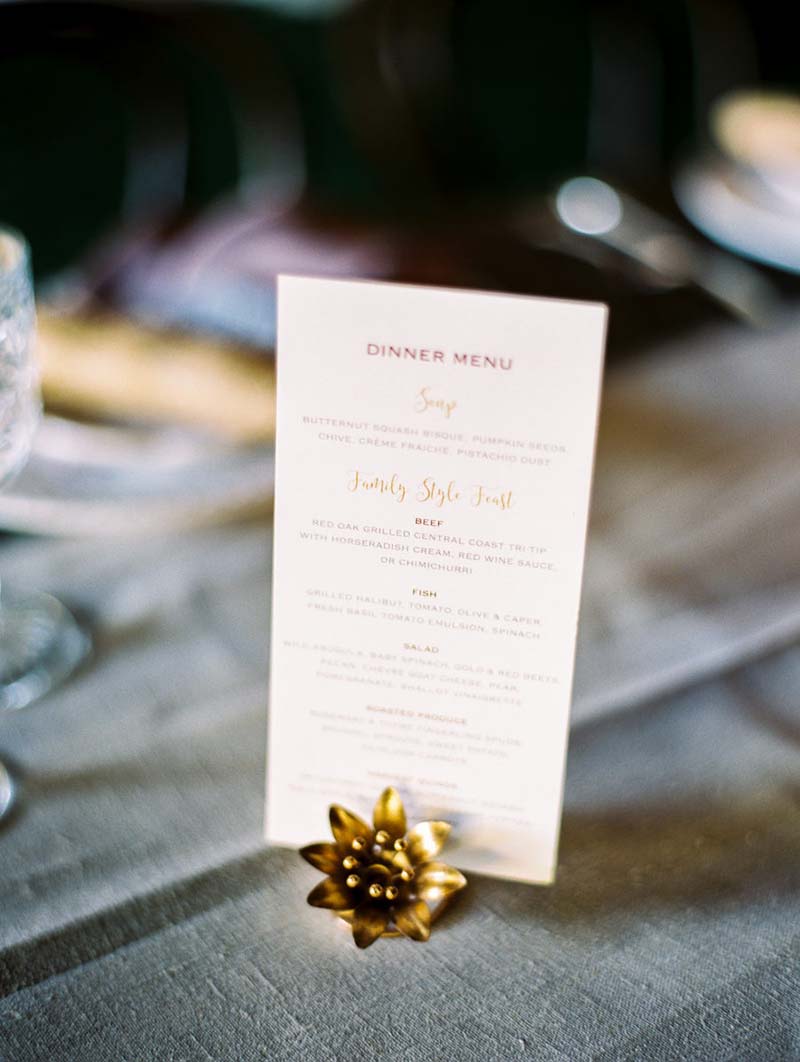 menu do casamento