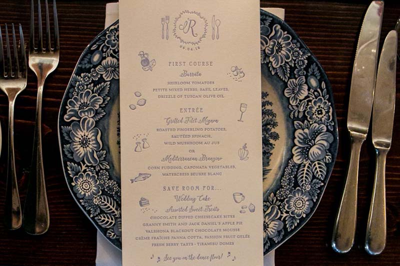 menu do casamento