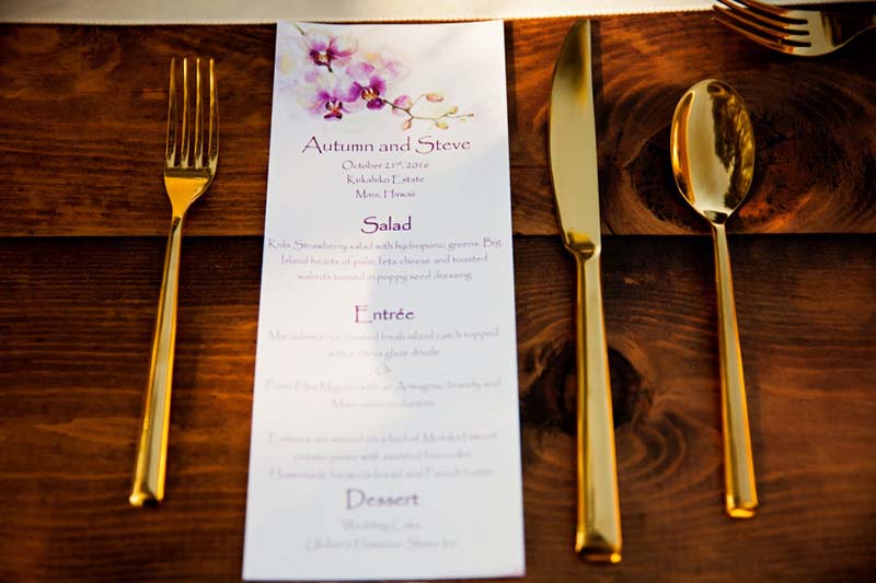 menu do casamento