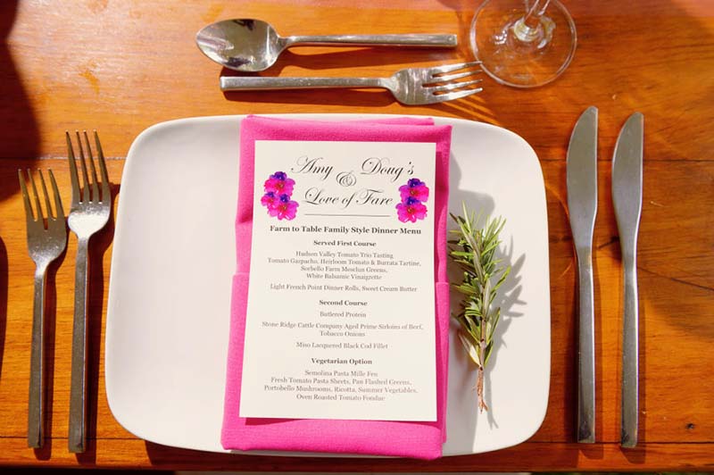 menu do casamento