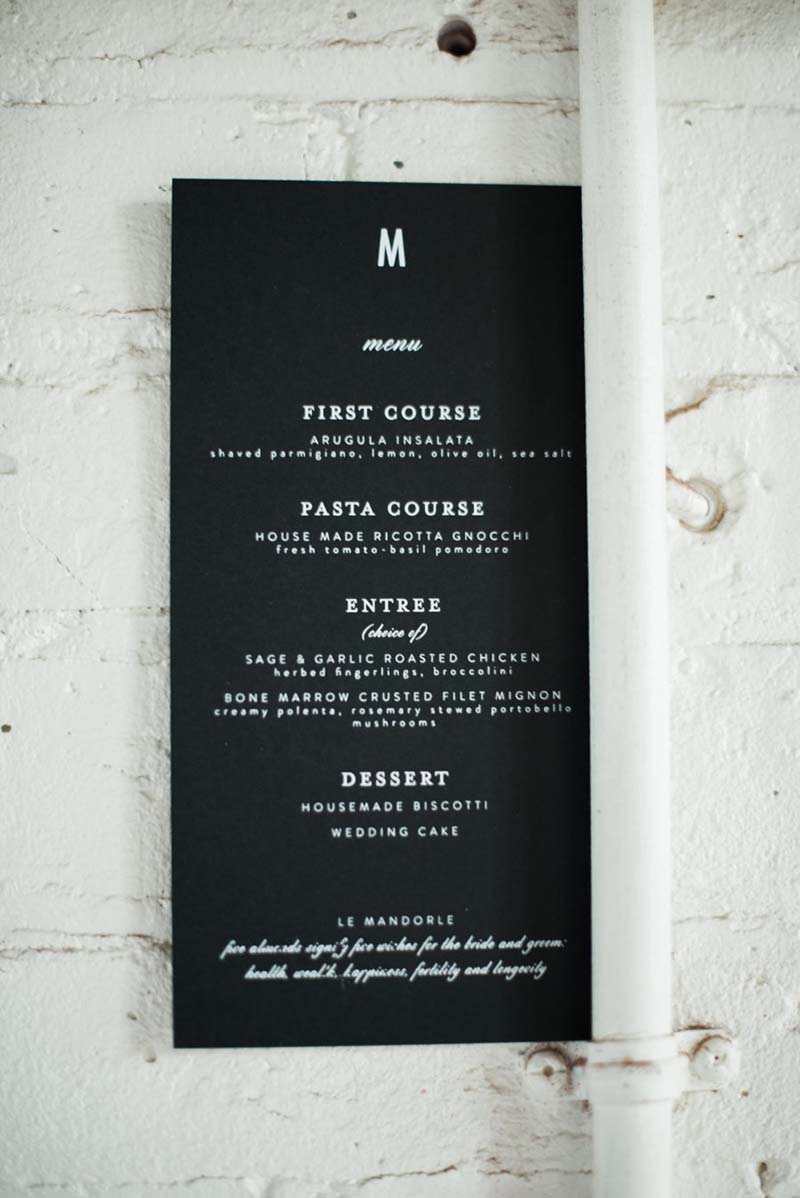 menu do casamento