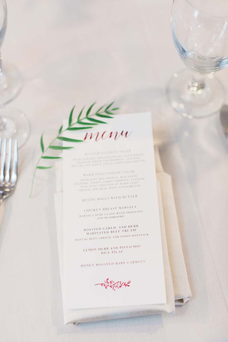 menu do casamento