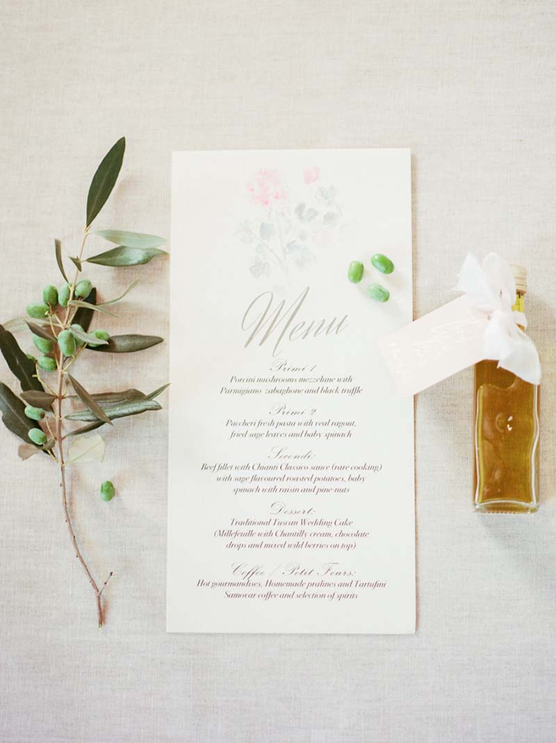 menu do casamento
