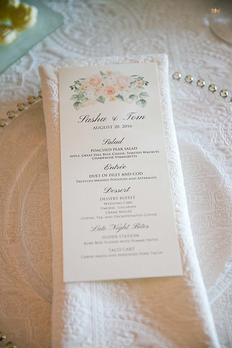 menu do casamento