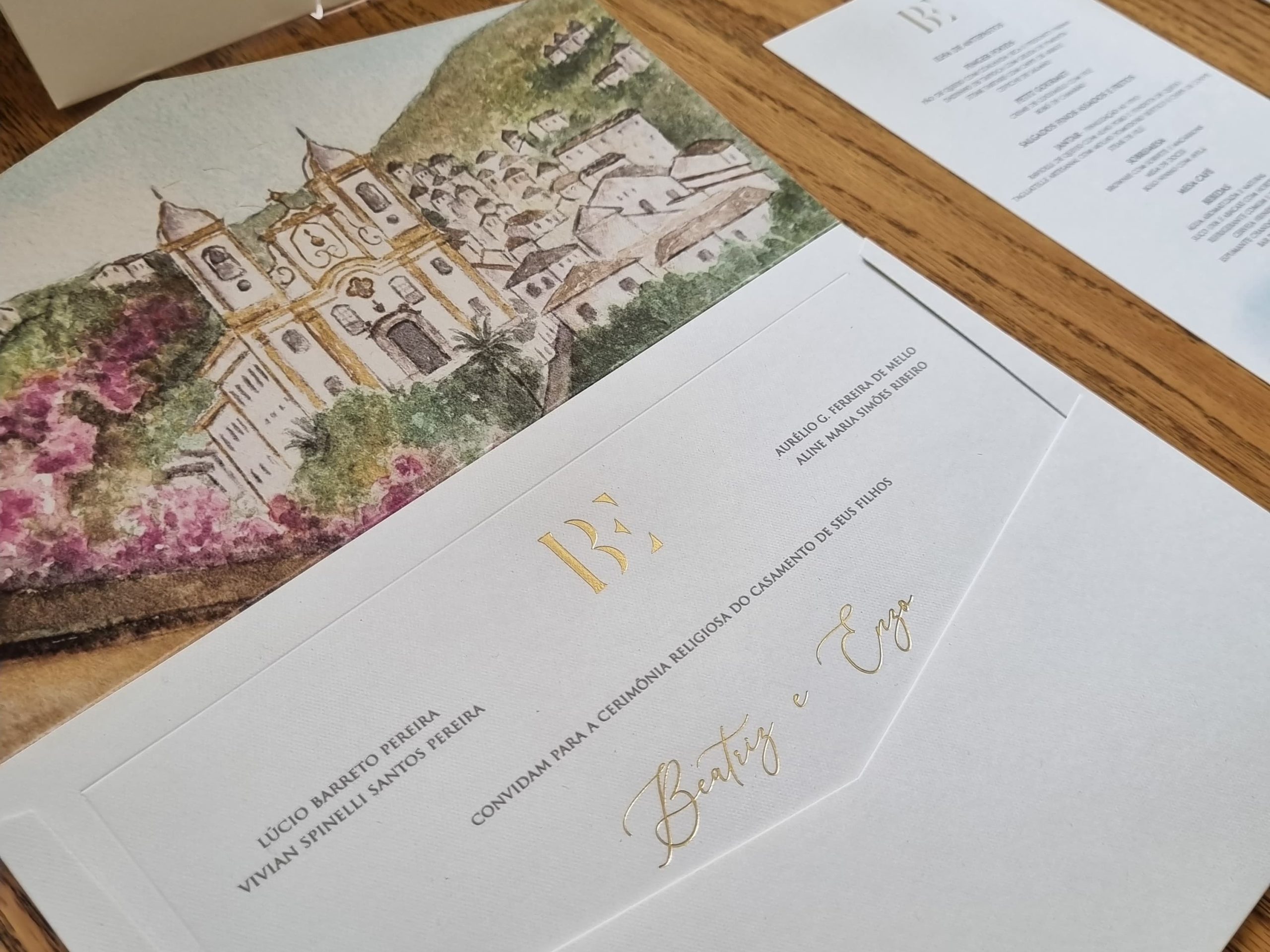 convite de casamento com aquarela