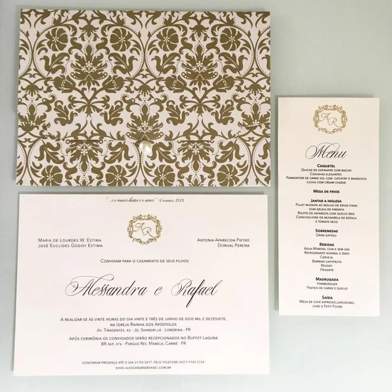menu do casamento