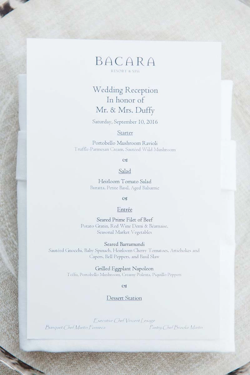 menu do casamento