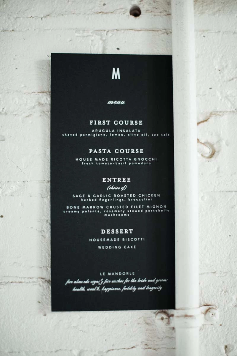 menu do casamento