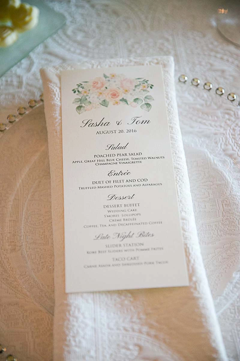 menu do casamento