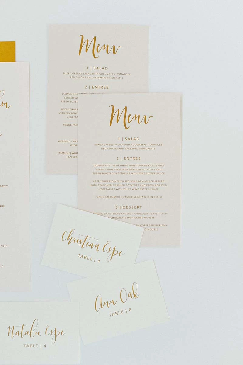 menu do casamento