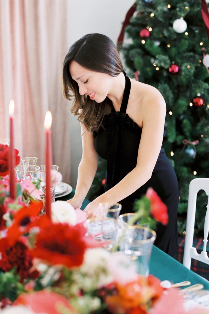 organização da mesa posta de natal